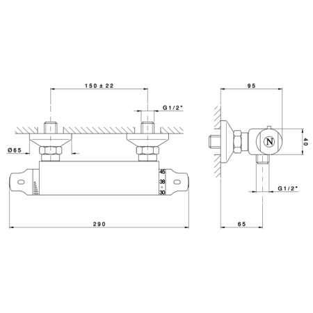 Nicolazzi Termostatico Смеситель термостатический для душа, цвет: хром, артикул 4905CR