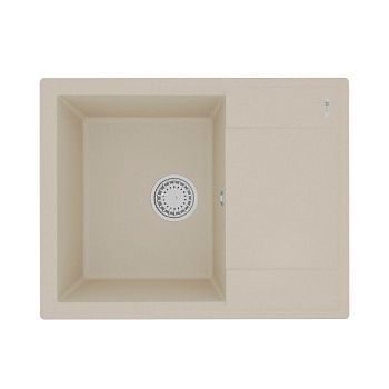 Кухонная мойка Lemark IMANDRA 640 врезная прямоугольная с крылом из кварцгранита цвет: Бежевый (9910020)