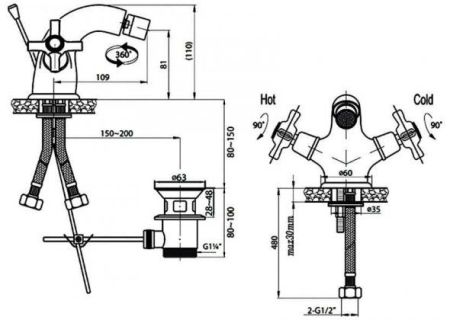 Смеситель для биде Cezares Lord LORD-BS1-02 Бронза