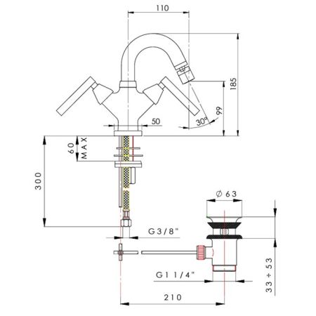 Nicolazzi Flag  Смеситель  для биде , с донным клапаном, цвет хром, артикул 4837CR91