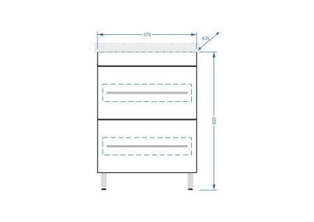 Тумба напольная "Ванесса 60", 2 ящ., Сомо 60, артикул SP-00000218