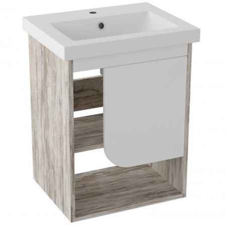 Тумба под раковину Runo Сити 50 4620750028763 подвесная Скандинавский Дуб Белая
