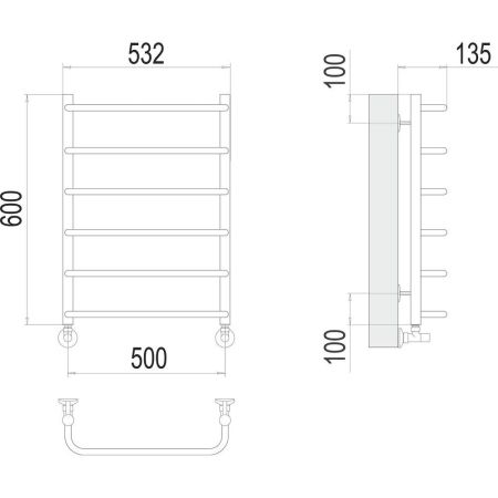 Полотенцесушитель водяной Terminus Стандарт П6 50х60, артикул 4670078530332