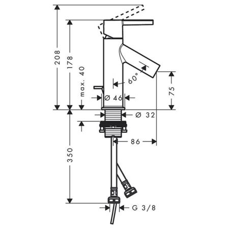 AX Starck Смеситель для раковины 80, цвет сталь, артикул 10102800