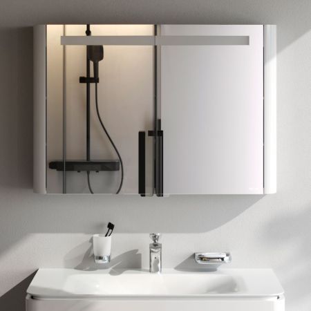 M30MCX1001WG Sensation, зеркало, зеркальный шкаф, 100 см, с подсветкой, белый, глянец, шт, артикул M30MCX1001WG