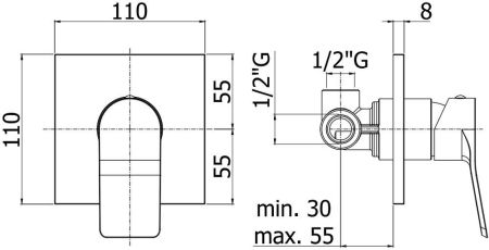 Смеситель для душа Paffoni Tilt TI010BO/M (с внутренней частью), артикул TI010BO/M