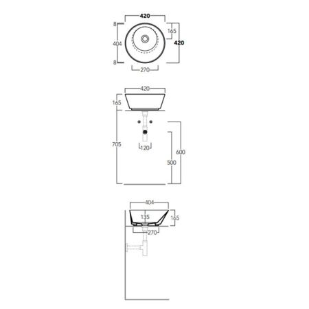 SIMAS WAVE Раковина чаша круглая  42х42х16,5 см, без отв под смеситель,цвет белый, артикул WA01 bi*0