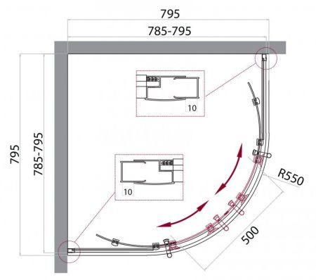 Душевой уголок BelBagno UNO-195-R-2-100-C-Cr, артикул UNO-195-R-2-100-C-Cr