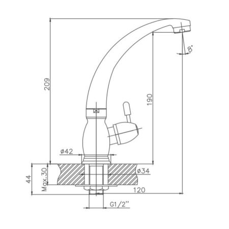 Кран для холодной воды Cron CN4196, хром, артикул CN4196