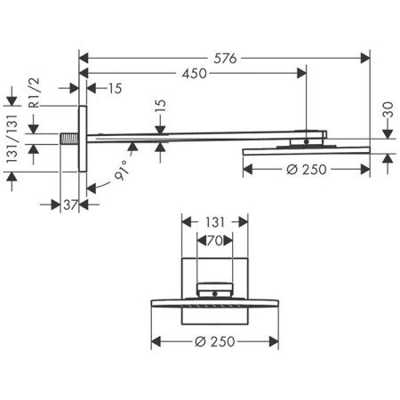 AX ShowerSolution Верхний душ, Ø 250мм, 1jet, с  держателем 450мм, настенный монтаж, цвет: хром AX ShowerSolution Верхний душ, Ø 250мм, 1jet, с  держателем 450мм, настенный монтаж, цвет: хром