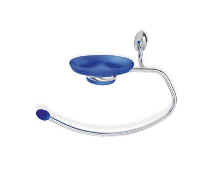 Stil Haus Alfa, полотенцедержатель - полукольцо + мыльница, цвет хром - синее стекло, артикул A79V(08-BS)