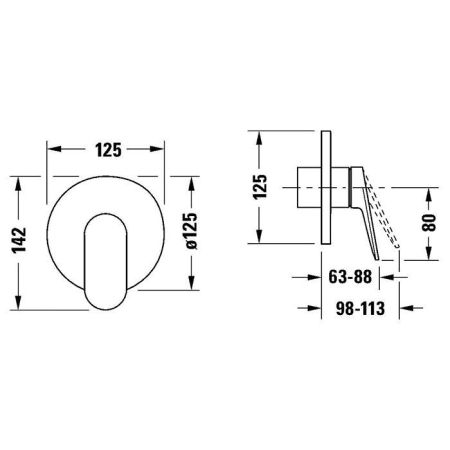 Duravit Wave  Однорычажный смеситель для душа для скрытого монтажа, хром, артикул WA4210007010
