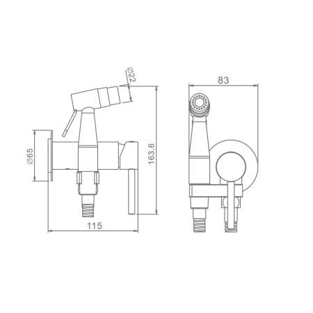 Гигиенический душ со смесителем встраиваемый Raglo R20.54.09, графит