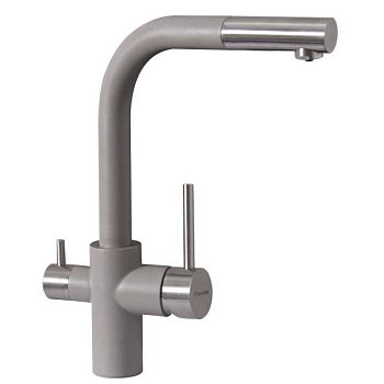 Смеситель для кухни с выдвижным изливом и подключением фильтра Florentina КРИСТАЛЛ 333.32H.2123.305, грей