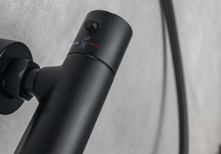 Термостатический смеситель для ванны AQUATEK, матовый черный AQ1043MB, артикул AQ1043MB