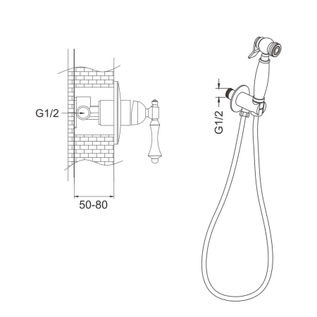 Гигиенический душ со смесителем Rose R0105Q, бронза, артикул R0105Q