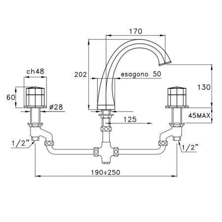 Stella Firenze Смеситель для раковины на 3 отверстия 3222TR, цвет: хром, артикул FI 00009 CR00