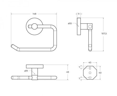 RELAX-PH1-BORO Держатель для туалетной бумаги, исполнение брашированное золото, артикул RELAX-PH1-BORO
