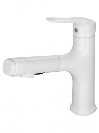 Смеситель для раковины с выдвижным изливом WONZON & WOGHAND, Белый матовый (WW-AE4151-MW), артикул WW-AE4151-MW
