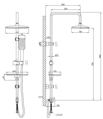 Душевая система, артикул: ST1250, ESKO, артикул ST1250