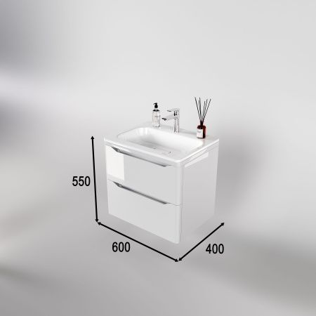 Тумба подвесная "Марелла 60" (2 ящ.) Люкс антискрейтч белый глянец, PLUS Тумба подвесная "Марелла 60" (2 ящ.) Люкс антискрейтч белый глянец, PLUS