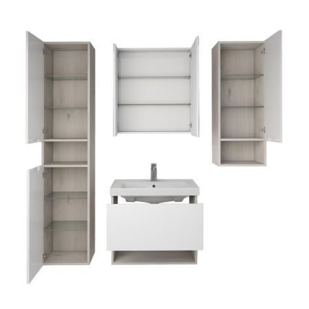 Тумба с раковиной подвесная Dreja Perfecto 60 см, дуб эврика/белый, артикул 99-0811-com