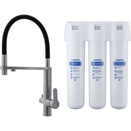 Смеситель для кухни Swedbe Selene Plus 8440K с фильтром Нержавеющая сталь Черный