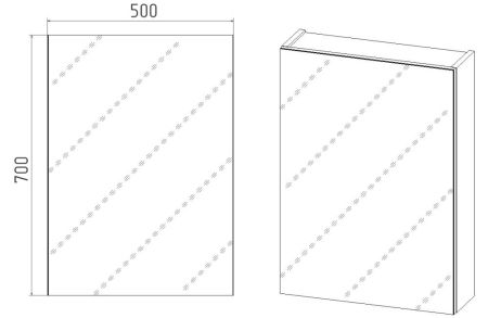 Зеркальный Шкаф VIANT  "Куба" 50 правый/левый без света 160х500х700 (VKUB50-ZSH), артикул VKUB50-ZSH