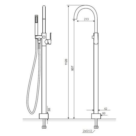 Смеситель для ванны отдельностоящий EXCELLENT Clever 2.0 ARAC.4157CR (хром), артикул ARAC.4157CR