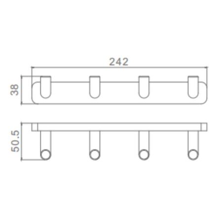 Планка с 4 крючками Raglo R320.054.09, графит