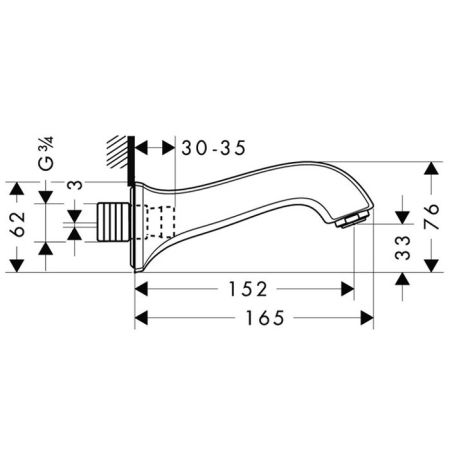 HG Metris Classic Излив для ванны 152мм, цвет: хром