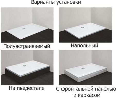 Поддон из стеклокомпозита Cezares Tray M AH 140x90x4 Белый, артикул TRAY-M-AH-140/90-35-W