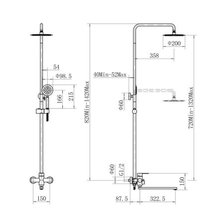 Душевая система FASHUN A52401C, сатин