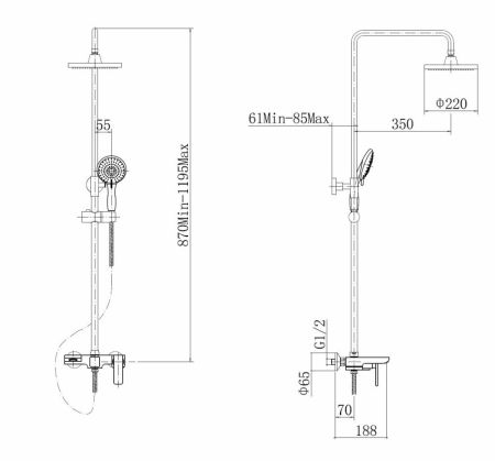 Душевая система FASHUN A2451-8, хром/белый, артикул A2451-8