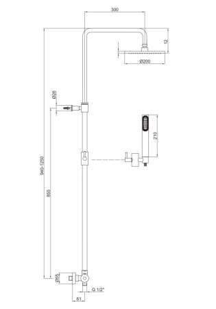Душевая система Fiore XENON 44NN0964, черный, артикул 44NN0964