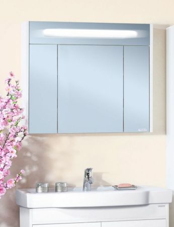 Зеркальный шкаф Бриклаер Палермо 90 с подсветкой Белый глянец, артикул 4627125413049