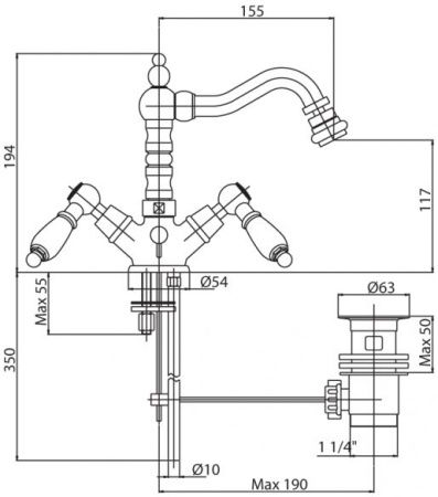 Смеситель для биде Cezares First FIRST-BS2-03/24-Nc Золото