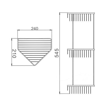 Полка угловая тройная Maretti AC58R335-3, хром, артикул AC58R335-3