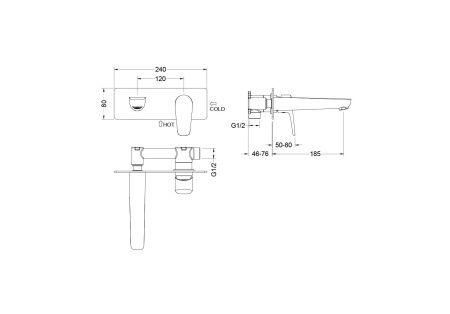 Смеситель для раковины настенный (внешняя и скрытая часть) AQUATEK AQ1113CR БЕТТА Смеситель для раковины настенный (внешняя и скрытая часть) AQUATEK AQ1113CR БЕТТА