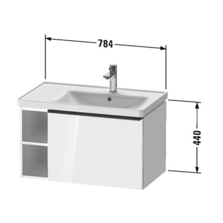 Duravit D-Neo Тумбочка подвесная 784х452х440 мм, 1 ящик,полки слева, цвет: Дуб терра, артикул DE425703535