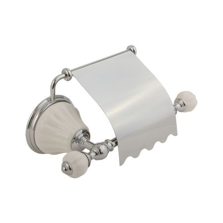 OLIVIA Бумагодержатель закрытый, керамика белая, хром, артикул 17481