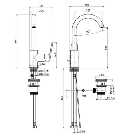FIMA|Carlo Frattini Spot Смеситель для раковины, вращающийся излив, с донным клапаном, цвет хром, артикул F3011CR
