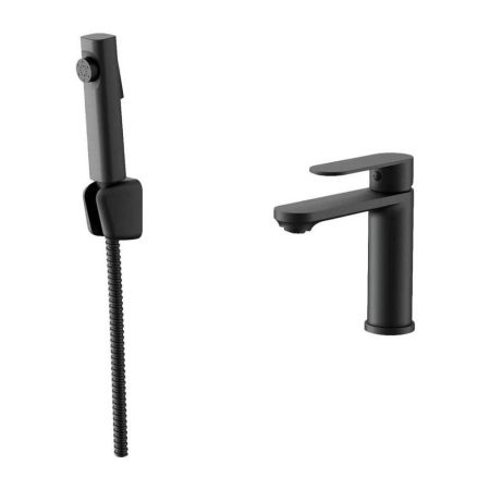 Смеситель для раковины с гигиеническим душем Maretti Florenza Black FLG32RF28, черный, артикул FLG32RF28