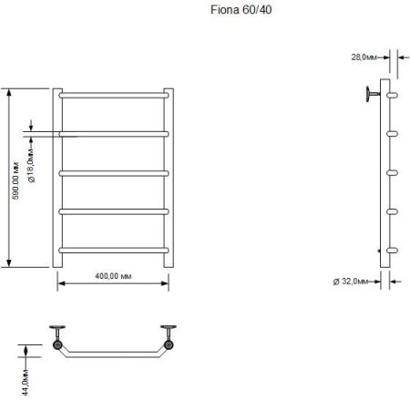 Полотенцесушитель электрический Aquanet Fiona 60х40 Тэн справа, артикул 00281993
