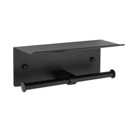 Бумагодержатель двойной с полкой для телефона Fixsen Hotel черный (FX-31011B-2), артикул FX-31011B-2