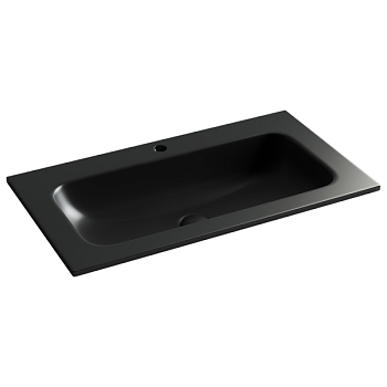 Раковина накладная мебельная Грация (Grace) прямоугольная c отверстием под смеситель, 810x457x137мм, цвет черный матовый, арт. CN7012MB