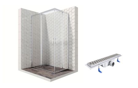 Душевой уголок Ambassador Kingston 14011101-ST5, прямоугольный, линейный трап, 120х80, артикул 14011101-ST5