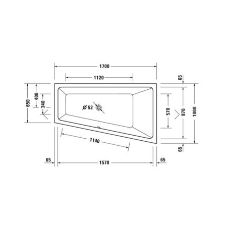 Ванна, Duravit, Duravit No.1, ширина, мм-1700, глубина, мм-1000, высота, мм-480, правосторонняя, водоизмещение (л)-210, тип установки-встраиваемый, форма-ассиметричная, панель-есть, слив-перелив-необходимо заказать, материал-акрил, цвет-белый, артикул 700509000000