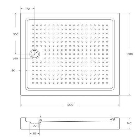АКРИЛОВЫЙ ПОДДОН CEZARES TRAY-A-AH-15-W, артикул TRAY-A-AH-120/80-15-W0