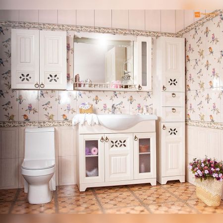 Зеркало со шкафчиком и балюстрадой Бриклаер КАНТРИ 105SB, бежевый дуб прованс, артикул КАНТРИ 105SB